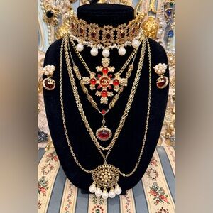Gold and Red Jewelry Set